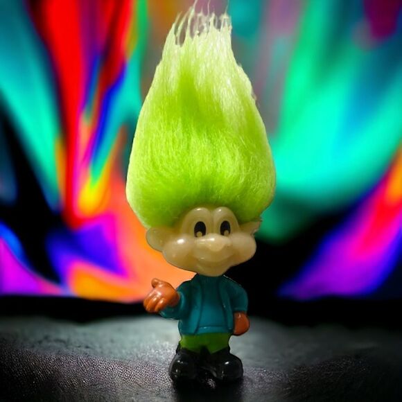 Burger Kids Club Glo Troll JAWS Doll Green Hair Vintage 1993 Meal Toy Retro - Picture 14 of 16